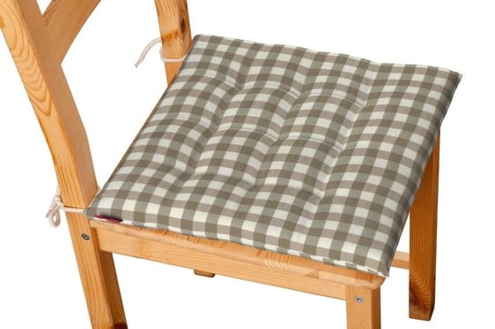 Siedzisko Karol na krzesło DEKORIA Quadro, beżowo biała kratka, 40x40x3,5 cm Dekoria