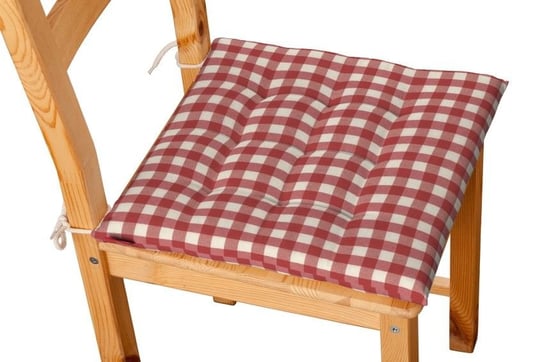 Siedzisko Karol na krzesło DEKORIA Quadro, czerwono biała kratka, 40x40x3,5 cm Dekoria