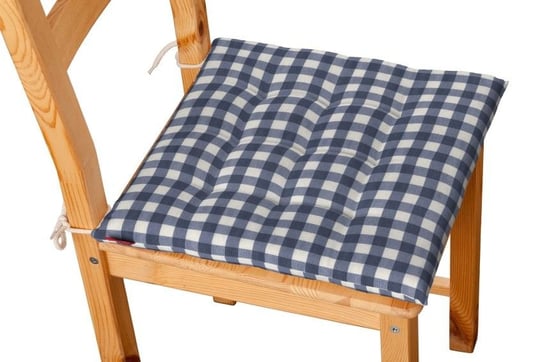 Siedzisko Karol na krzesło DEKORIA Quadro, granatowo biała kratka, 40x40x3,5 cm Dekoria