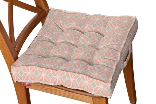 Siedzisko Kuba na krzesło DEKORIA Geometric, szare romby na łososiowym tle, 40x40x6 cm Dekoria