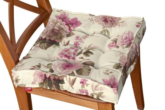 Siedzisko Kuba na krzesło DEKORIA Mirella, różowo - beżowe róże na kremowym tle, 40x40x6 cm Dekoria
