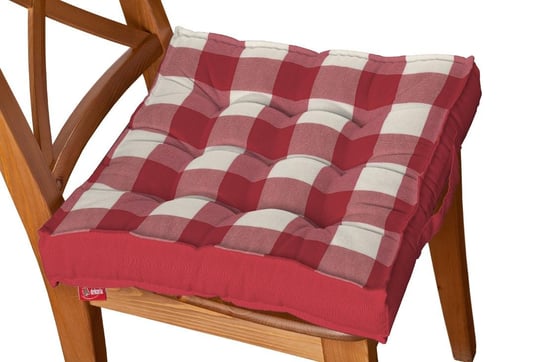 Siedzisko Kuba na krzesło DEKORIA Quadro, czerwono biała krata, 40x40x6 cm Dekoria