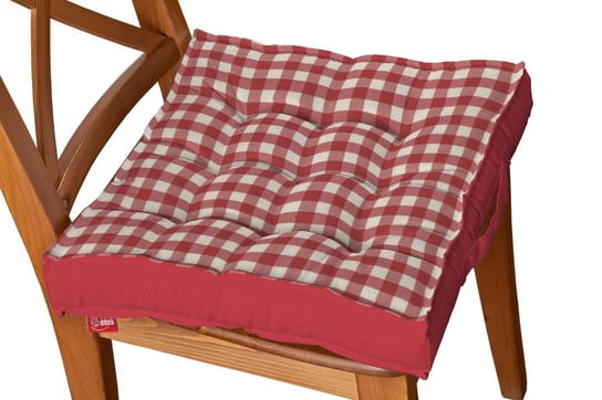 Siedzisko Kuba na krzesło DEKORIA Quadro, czerwono biała kratka, 40x40x6 cm Dekoria