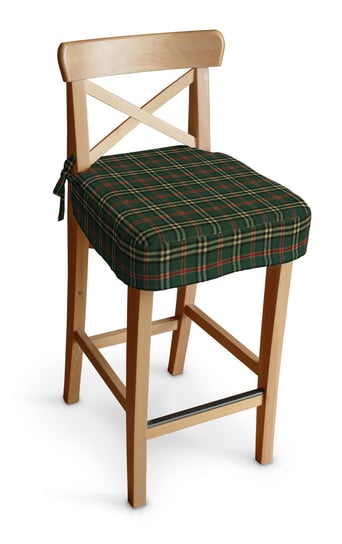 Siedzisko na krzesło barowe Ingolf, zielono - czerwona kratka, krzesło barowe Ingolf, Quadro Dekoria