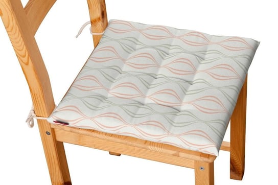 Siedzisko na krzesło DEKORIA Geometric, Karol, białe, szaro-łososiowe fale, 40x40 cm Dekoria