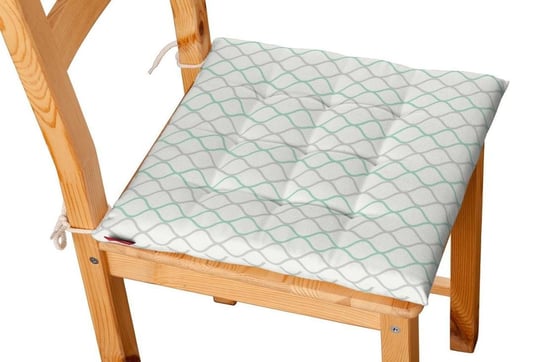 Siedzisko na krzesło DEKORIA Geometric, Karol, białe, szaro-miętowe fale, 40x40 cm Dekoria