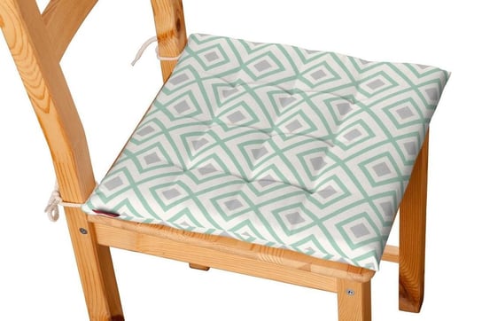 Siedzisko na krzesło DEKORIA Geometric, Karol, białe, szaro-miętowe romby, 40x40 cm Dekoria