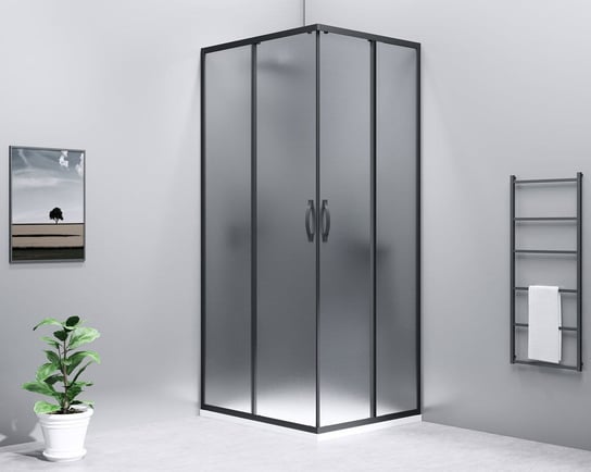 SIGMA SIMPLY BLACK kabina prysznicowa 1000x800 mm, instalacja L/R, wejście z rogu, Brick szkło Inna marka