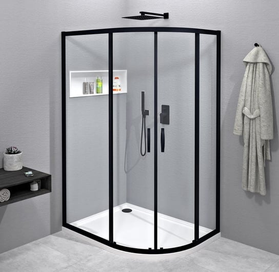 SIGMA SIMPLY BLACK kabina prysznicowa półokrągła 1200x900mm, R550, L/R, szkło czyste Inna marka