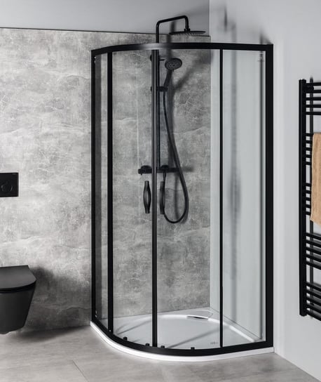 SIGMA SIMPLY BLACK kabina prysznicowa półokrągła 900x900mm, R550, szkło czyste Inna marka