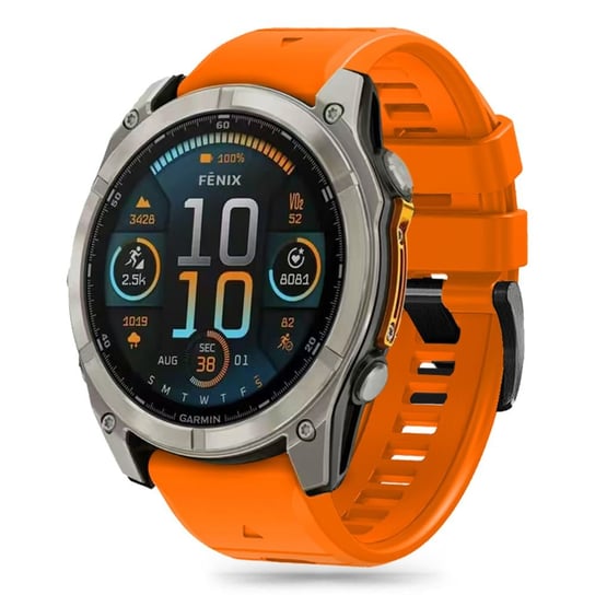 SILICONE LINE SILIKONOWY PASEK GUMOWY QUICKFIT 22MM / GARMIN FENIX 5 / 6 / 6 PRO / 7 / 7 PRO / 8 (47 MM) / E 47MM -ORANGE TECH-PROTECT