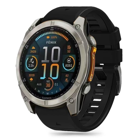 SILICONE LINE SILIKONOWY PASEK GUMOWY QUICKFIT 26MM GARMIN FENIX 5X / 5X PLUS / 6X / 6X PRO / 7X / 7X PRO / 8 (51 MM) - BLACK TECH-PROTECT