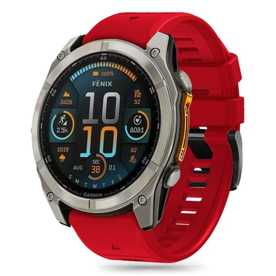 SILICONE LINE SILIKONOWY PASEK GUMOWY QUICKFIT 26MM GARMIN FENIX 5X / 5X PLUS / 6X / 6X PRO / 7X / 7X PRO / 8 (51 MM) - RED TECH-PROTECT