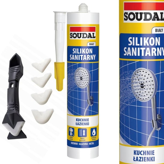 SILIKON SANITARNY BIAŁY 280ml + NÓŻ SKROBAK DO USUWANIA NAKŁADANIA SILIKONU AQUI