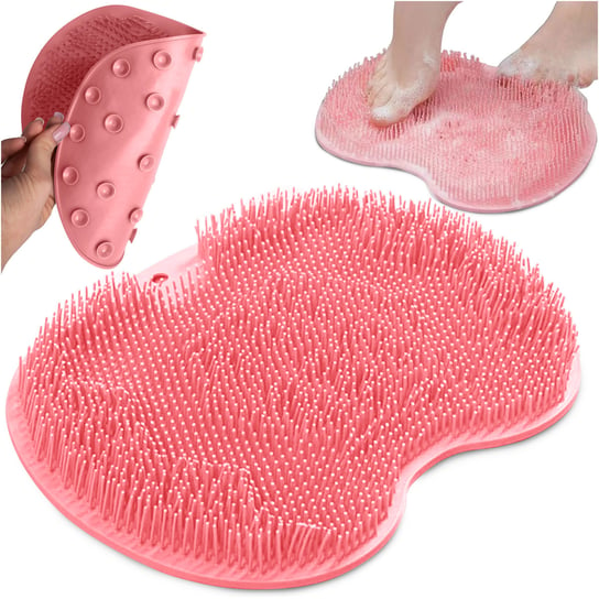 Silikonowa myjka mata pod prysznic z przyssawkami różowa mycie stóp i pleców SULPO