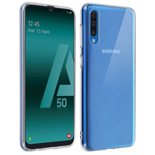 Silikonowe etui, błyszczące i matowe etui na tył Samsunga Galaxy A50 - Przezroczyste Avizar