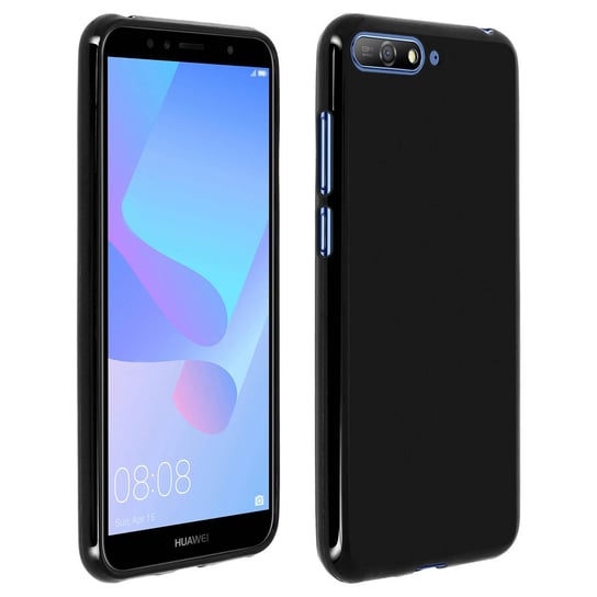 Silikonowe etui, błyszczące i matowe etui na tył telefonu Honor 7A/Huawei Y6 2018 – czarne Avizar
