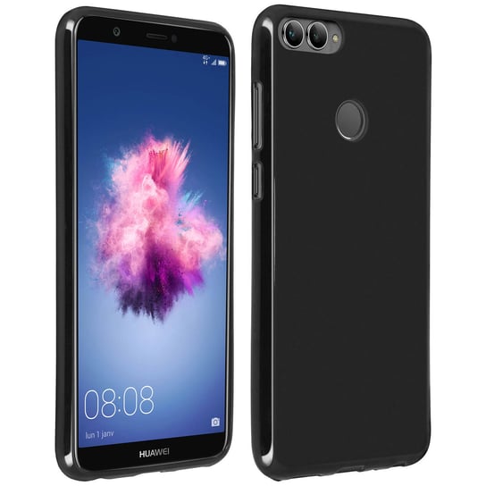 Silikonowe etui, błyszczące i matowe etui na tył telefonu Huawei P Smart – czarne Avizar