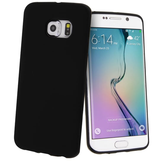 Silikonowe etui, błyszczące i matowe etui na tył telefonu Samsung Galaxy S6 Edge – czarne Avizar