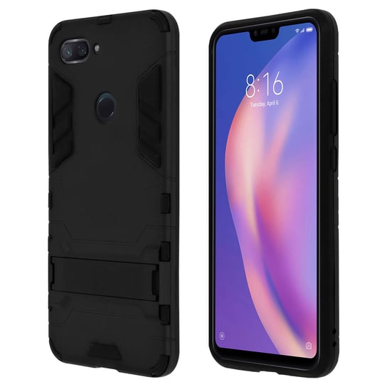 Silikonowe etui, wstrząsoodporne etui do Xiaomi Mi 8 Lite z podstawką – czarne Avizar