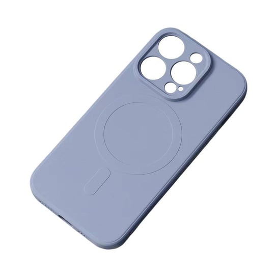 Silikonowe magnetyczne etui iPhone 14 Plus Silicone Case Magsafe - szaroniebieskie Hurtel