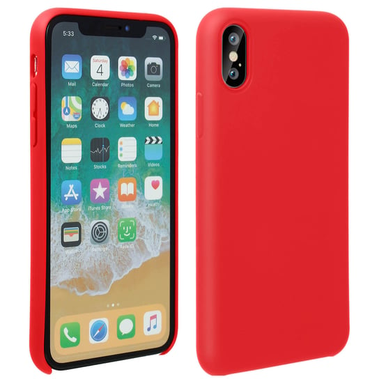 Silikonowe półsztywne etui Apple iPhone X / XS, miękkie w dotyku, matowe wykończenie — czerwone Avizar