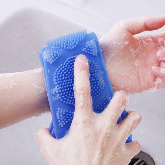 Silikonowy masażer do mycia pleców, nóg, stóp - niebieski Hedo