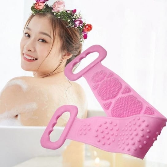 Silikonowy masażer do mycia pleców, nóg, stóp - różowy Hedo
