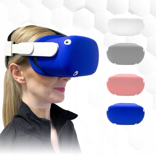 Silikonowy pokrowiec do gogli Oculus Quest 2 - Niebieski Vortex Virtual Reality