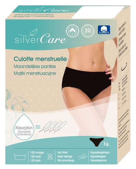 Silver Care, Majtki menstruacyjne rozmiar L (102- 110cm) 100% certyfikowanej bawełny organicznej, 1 szt. Silver Care