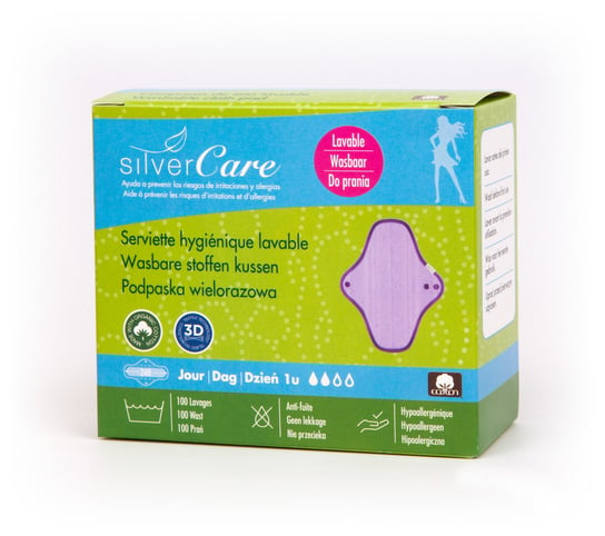 Silver Care, Podpaska Wielorazowa Na Dzień 100% Certyfikowanej Bawełny Organicznej, 1 Szt. Silver Care