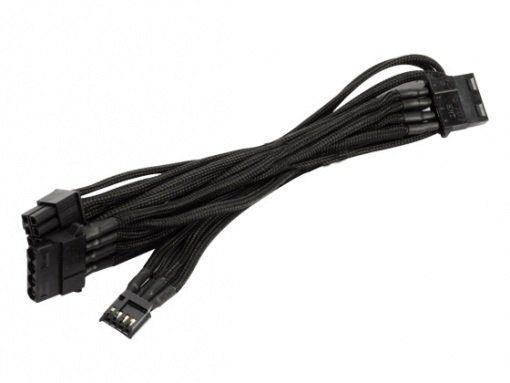 SilverStone PP06 (SST-PP06B-3PER10F) 6pin to IDE-4pin & Floppy-4pin 550+150+150+150mm Individually Sleeved Modular Cable, black Silverstone