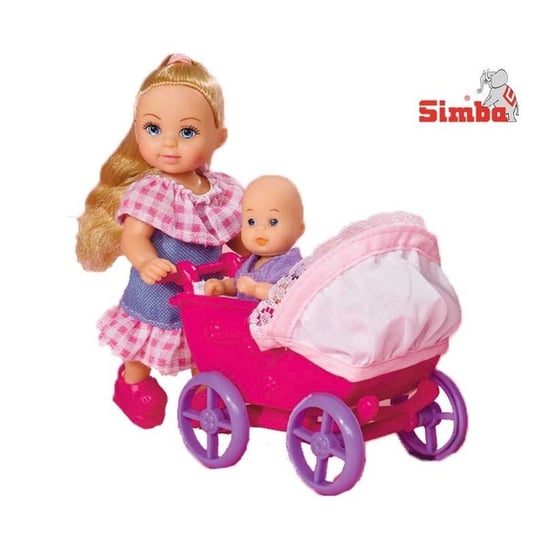 Simba, lalka Evi z Różowym wózkiem i laleczką Simba