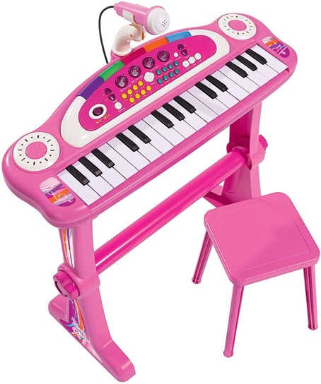SIMBA Różowy keyboard pianino stołek mikrofon 106830690 Inna marka