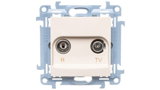 Simon 10 Gniazdo antenowe R-TV końcowe separowane kremowe IP20 CAK.01/41 KONTAKT-SIMON