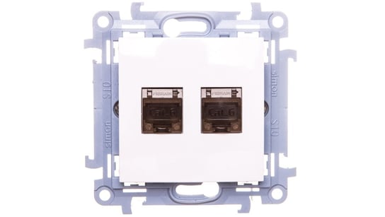 Simon 10 Gniazdo komputerowe podwójne 2xRJ45 kat.6 ekranowane białe C62E.01/11 KONTAKT-SIMON