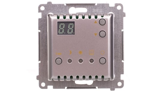 Simon 54 Regulator temperatury z wyświetlaczem z czujnikiem wewnętrznym 16(2) A 230V srebrny mat DTRNW.01/43 KONTAKT-SIMON