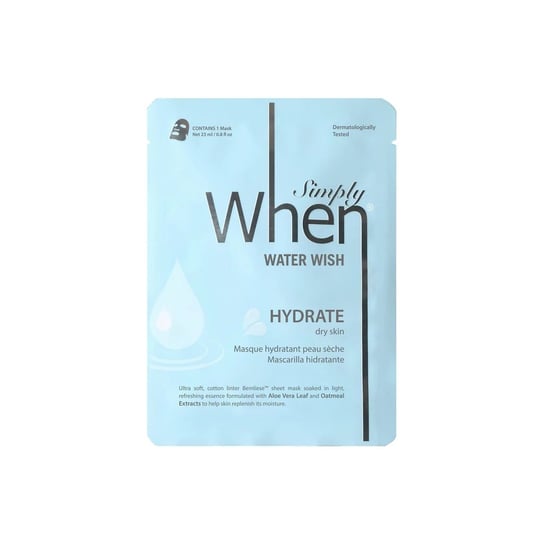 Simply When, Water Wish Hydrate Sheet Mask, Nawilżająca maska do twarzy, 23 ml Simply When