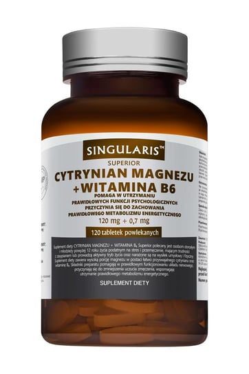 Singularis Superior, Cytrynian Magnezu + Witamina B6, Suplement diety, 120 tab. Singularis Superior