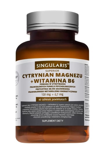 Singularis Superior, Cytrynian Magnezu + Witamina B6, Suplement diety, 60 tab. Singularis Superior