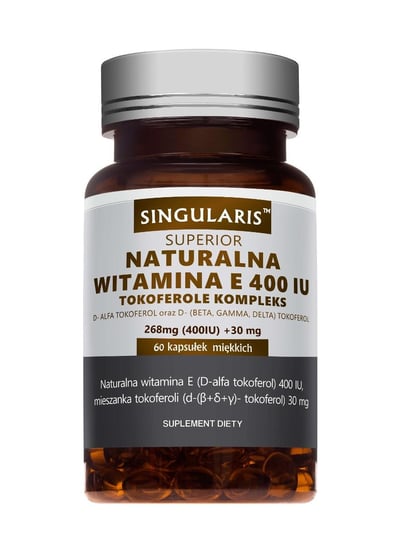 Singularis Superior Naturalna Witamina E 400 UI Tokoferole Kompleks, suplement diety, 60 kapsułek Singularis