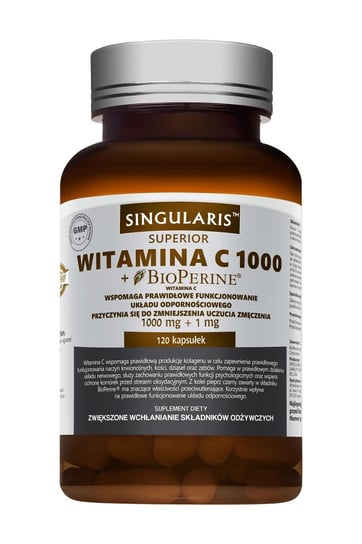 Singularis Superior Witamina C 1000 + Bioperine,suplement diety, 120 kapsułek Singularis