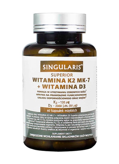 Singularis Superior, Witamina K2 MK-7 + D3 2000, Suplement diety, 60 kaps. Singularis Superior