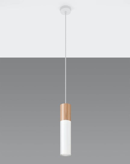 Skandynawska LAMPA wisząca SOL SL628 metalowa OPRAWA tuba ZWIS hygge drewniany biały SOL