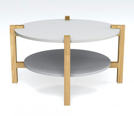 Skandynawski stolik kawowy ELIOR Inelo L15, biało-brązowy, 80x80x45 cm Elior
