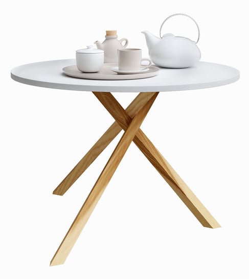 Skandynawski stolik kawowy ELIOR Inelo L6, biało-brązowy, 80x80x52 cm Elior