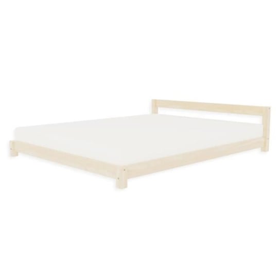 Skandynawskie drewniane łóżko podwójne COMFY 160 x 200 - GENERIC - Do samodzielnego złożenia - Beżowy - Lite drewno - Listwy Inna marka