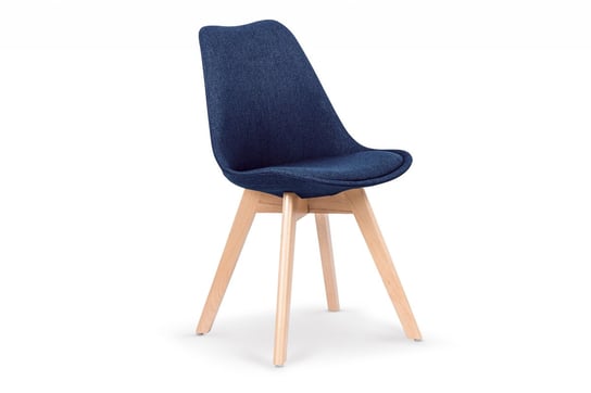 Skandynawskie krzesło tapicerowane drewniane nogi granatowe ABRAMIS Konsimo
