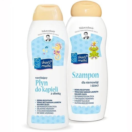 Skarb Matki Zestaw nawilżający płyn do kąpieli 250ml + szampon dla niemowląt i dzieci 250ml Skarb Matki