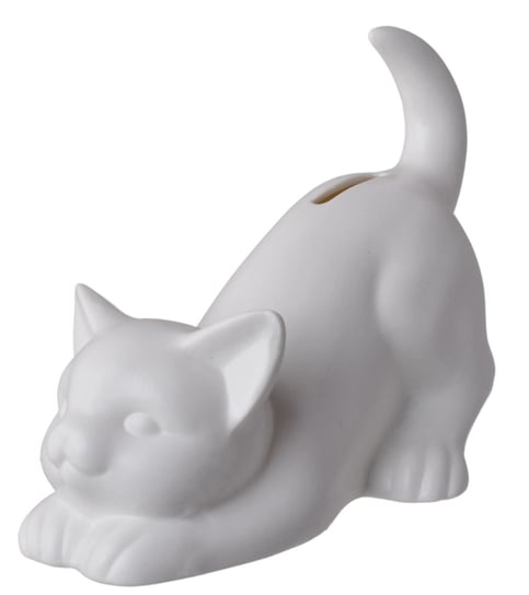 Skarbonka ceramiczna, Kot biały matowa, 18x10x15 cm Ewax